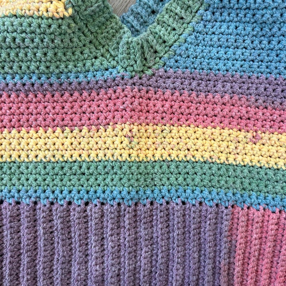 Hand Crocheted Custom Seamless Rainbow Cropped Tank Top - Picture 9 of 10